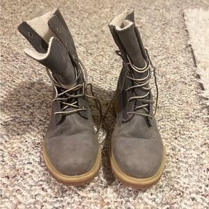 Gray Lace-Up Timberland Boots